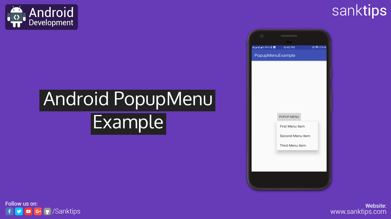 Android Popup Menu Example - Sanktips